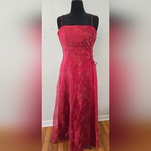 Zum Zum Prom Dress Maxi Gown 11/12 Red 90s Y2K Whimsigoth Vampy Dark Romantic